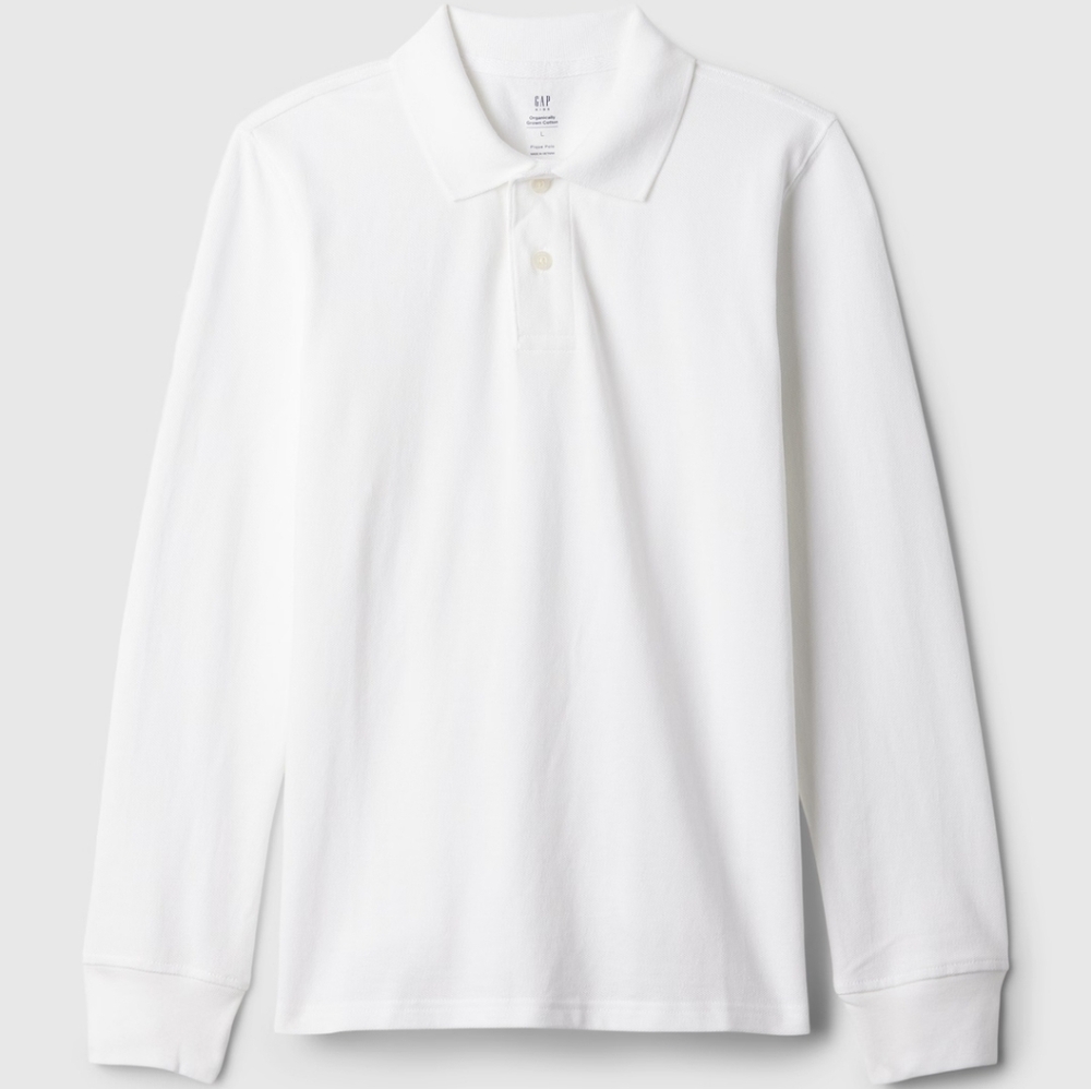 Gap Kids Organic Cotton Long Sleeve Polo Uniform Shirt